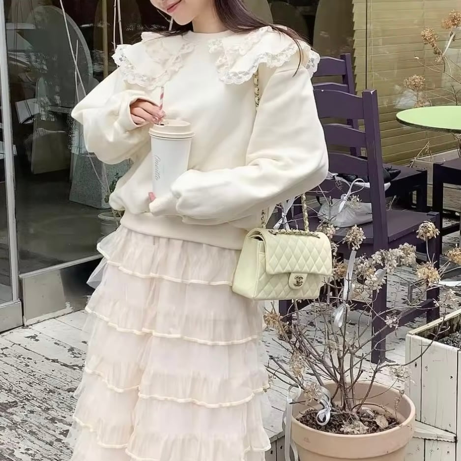 フリルビッグカラースウェット