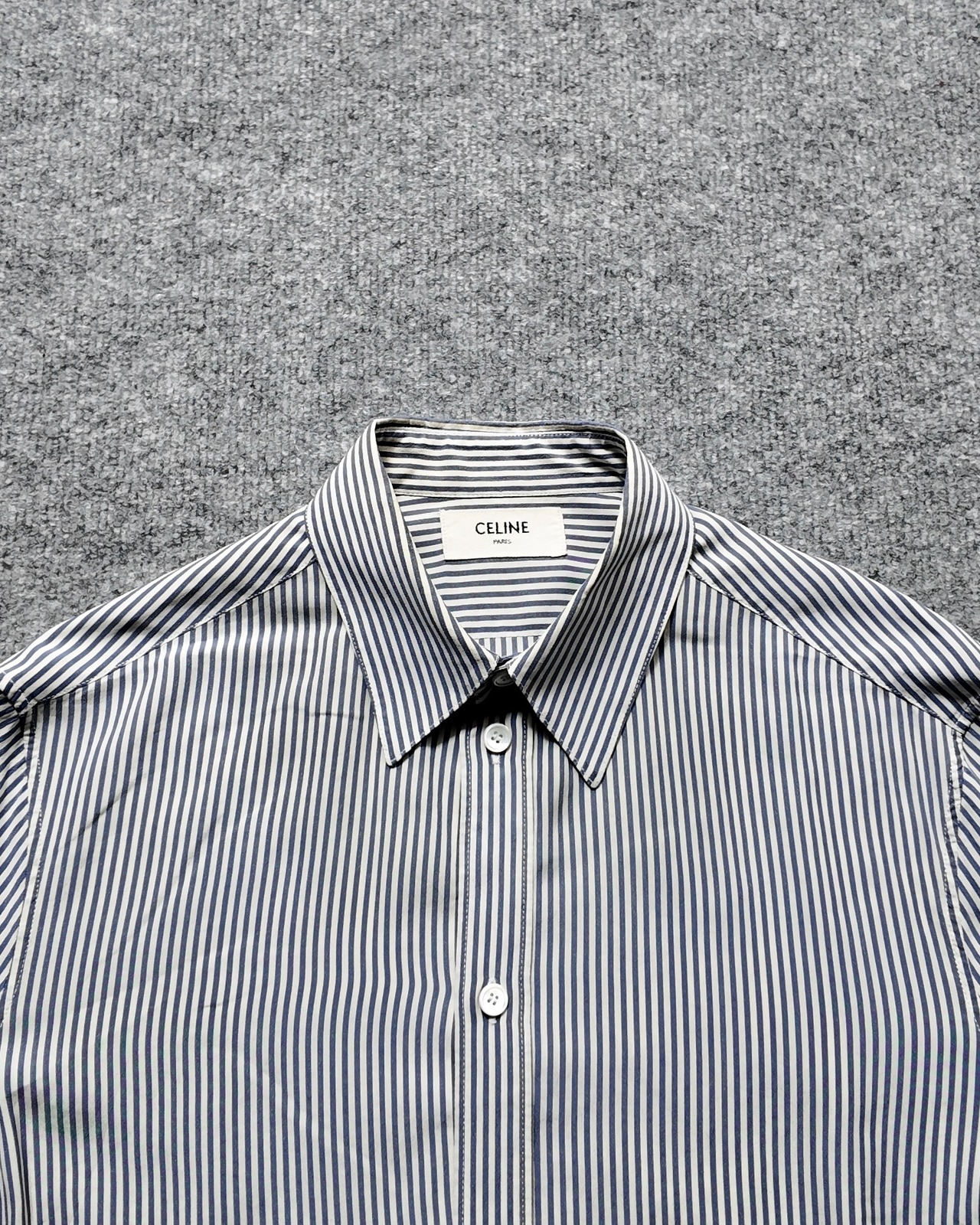 【CELINE】basic stripe compact silk shirt