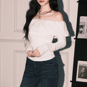 off-shoulder simple slim tops m1161