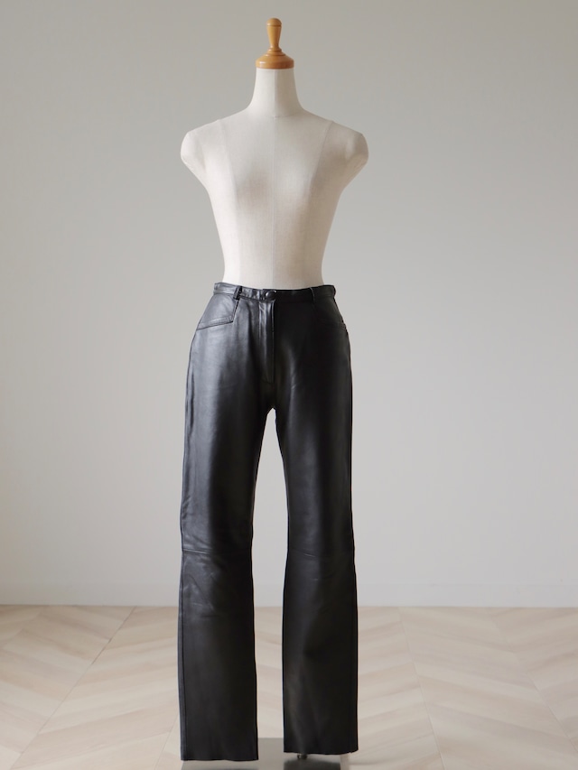 ●black genuine leather pants②
