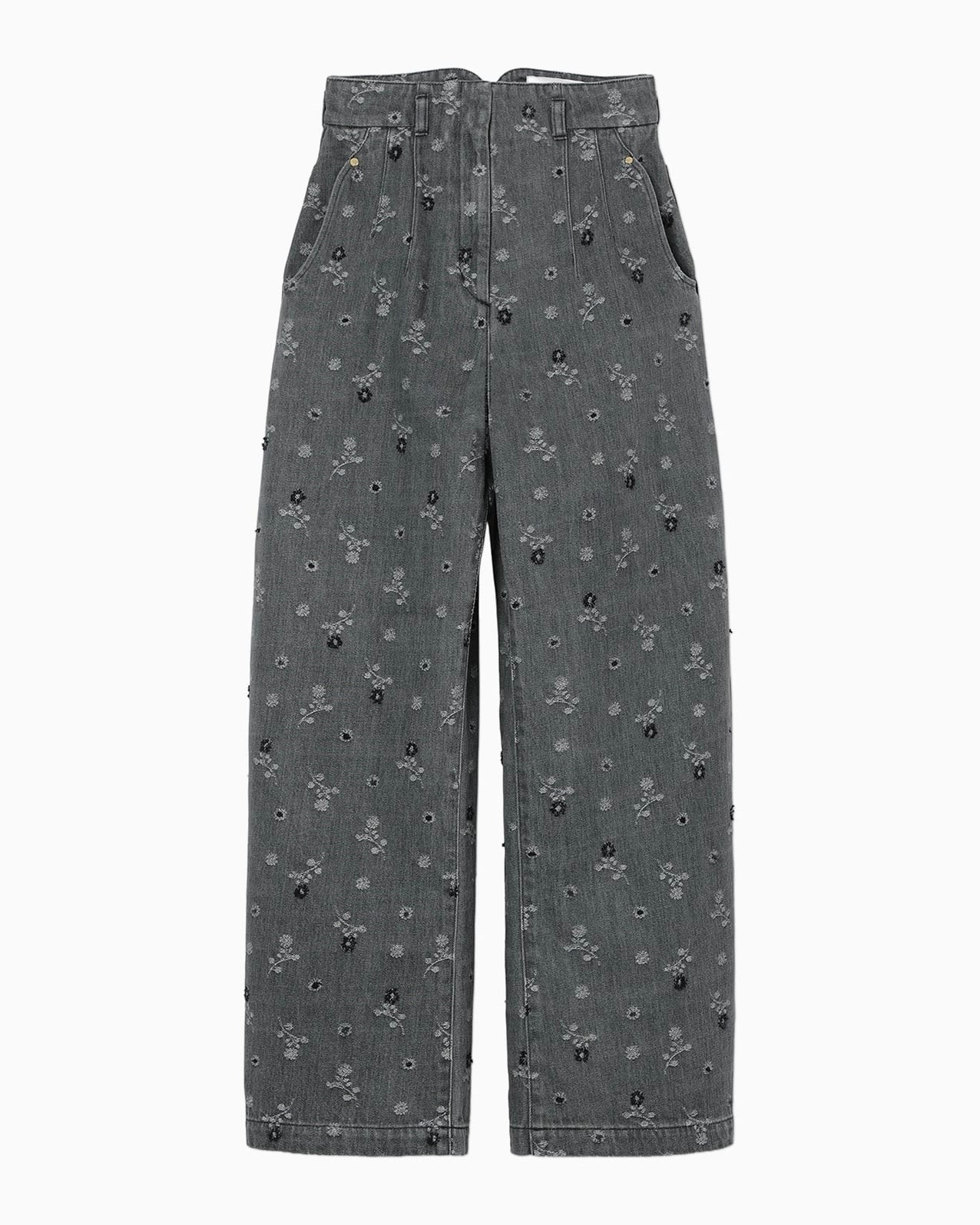 Mame Kurogouchi】Floral Jacquard High Waisted Denim Trousers