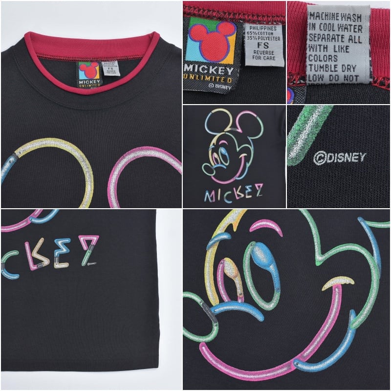 90s MICKEY UNLIMITED ミッキーアンリミテッド Disney ネオン プリント