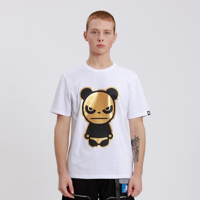 送料無料 【HIPANDA ハイパンダ】メンズ Tシャツ MEN'S GOLD PRINT SHORT SLEEVED T-SHIRT / WHITE・BLACK