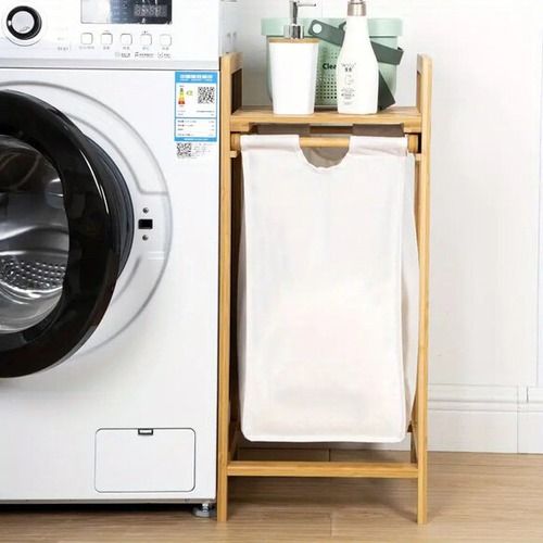 ランドリーバスケット ランドリー収納 衣類収納 ２段 引き出し式 幅33cm 棚付き 木製 おしゃれ 北欧