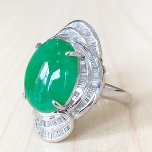 ✨大粒✨翡翠❣️ジェイダイド ダイヤモンド ダイヤ Pt900 リング 指輪