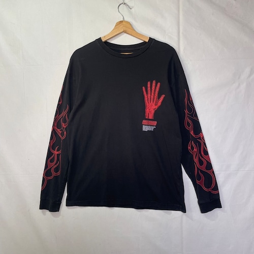 00s Pull&Bear STWD 長袖 Tシャツ ロンT ブラック ストリート バングラデッシュ製 フレイム アメカジ バイカー M