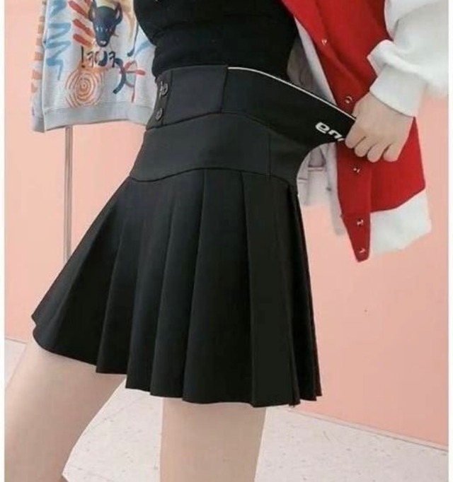 ストレッチ プリーツスカート ハイウエスト