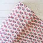 ブロックプリント生地【50cm単位】インド綿 小花柄 白×ピンク#31570-WT2