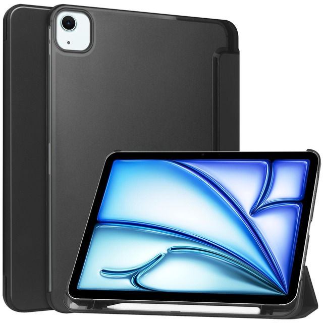 For iPad Air 11インチ ケース M4/M3/M2（2026/2025/2024）iPad Air 第5/4世代 2022/2020 カバー iPad Pro 11 ケース 2018/2020/2021/2022 第4/3/2/1世代【COKOVI】タブレットケース ペン収納 三つ折スタンド機能 軽量薄型 半透明バックカバー マグネット内蔵 横開きオートスリープ機能 (ブラック)