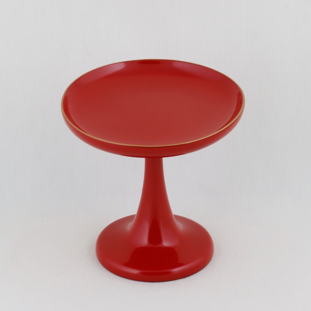 143  輪島塗　高坏／朱塗／金縁蒔絵