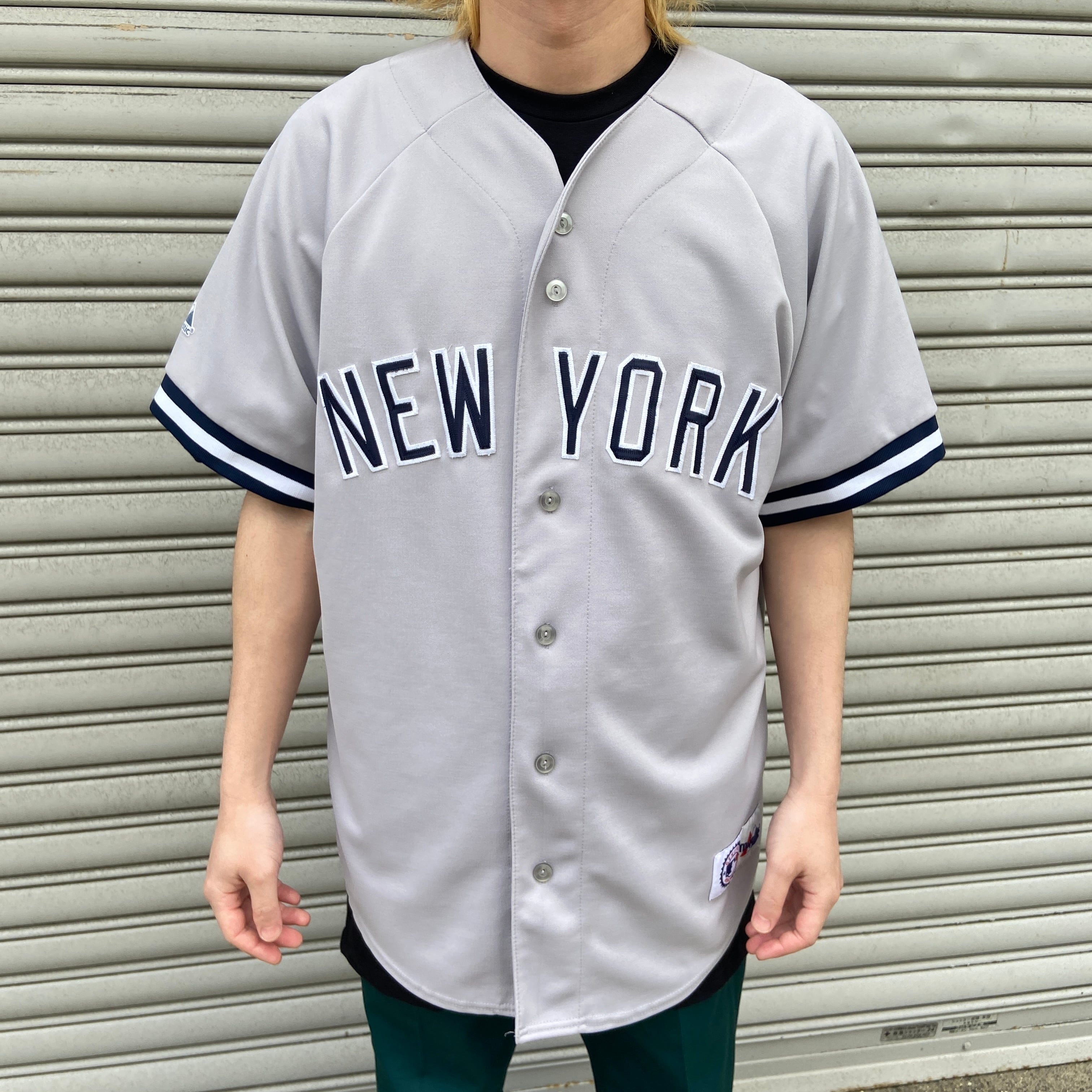 90s USA製 NY ヤンキース majestic ベースボールシャツ - シャツ