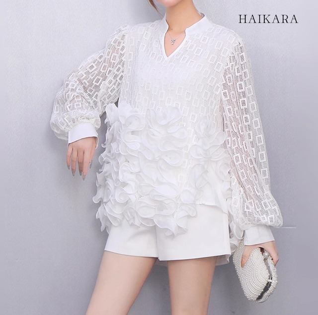 (NEW)Lace Ruffle Top