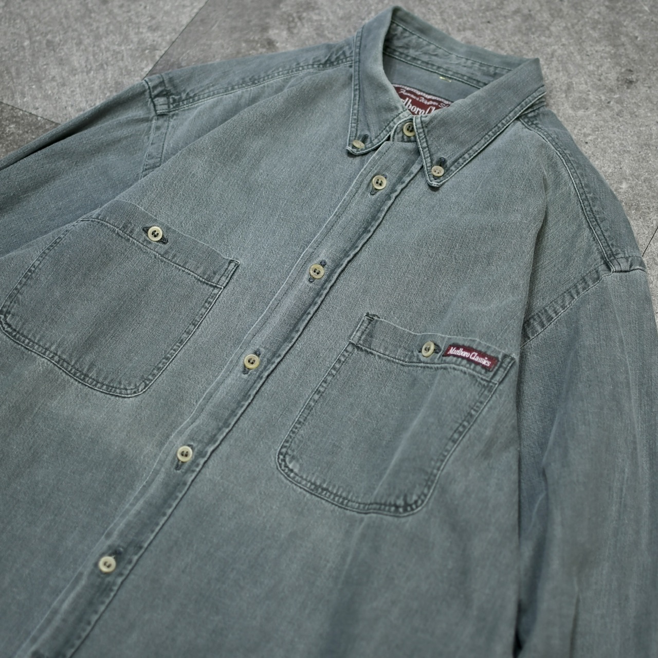 marlboro classics yarn-dye fade color denim shirt
