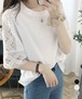 ◆  袖レース切り替え5分袖Tシャツカットソー