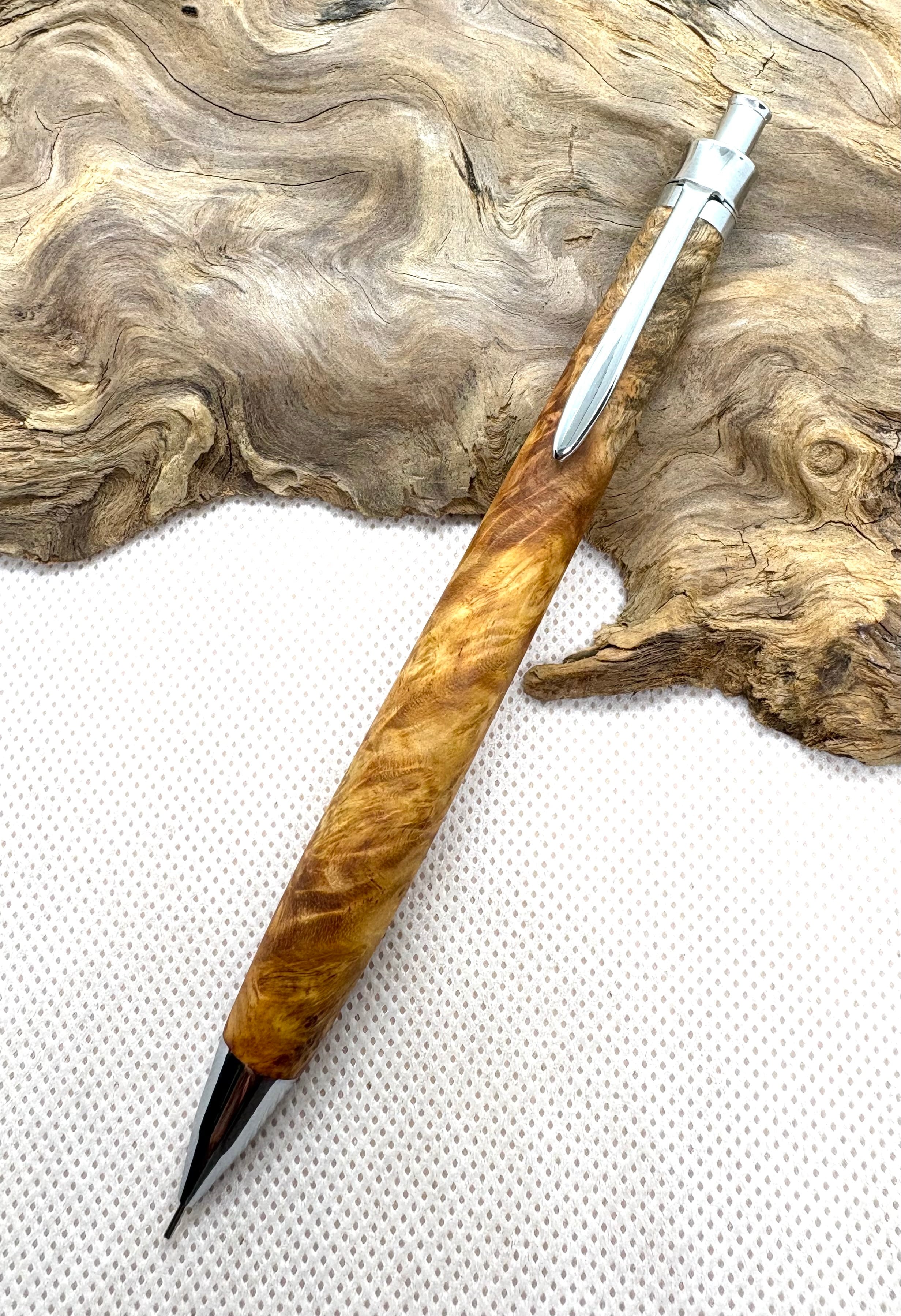未使用　RED LINE PEN ケヤキ　シャープペンシル　オリジナル金具 RED LINE PENS
