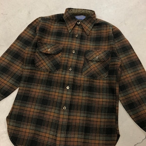 1970s PENDLETON WOOL CHECK SHIRT BROWN