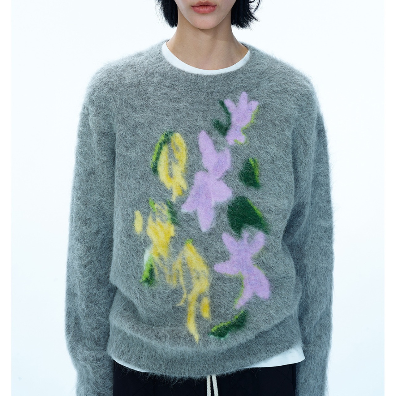 Floral Print Crew Neck Knit T3947