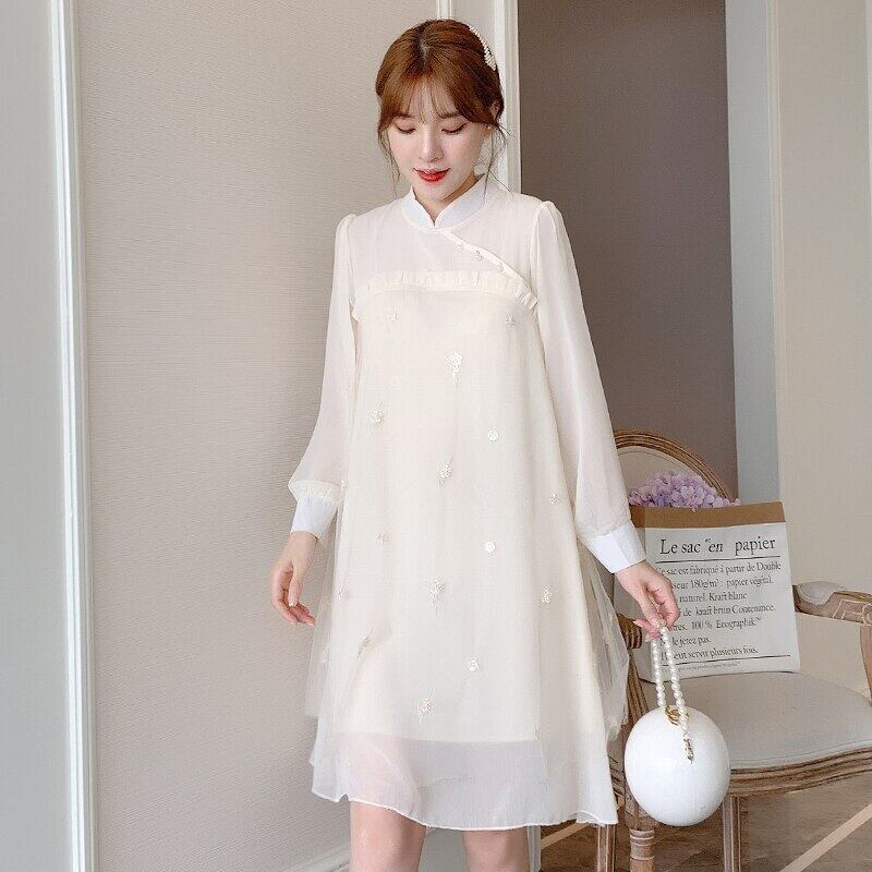 【新作】【送料無料】 937＃秋のシフォンマタニティドレス甘いゆったりとした服妊娠中の女性春の妊娠中のドレス 大人ガーリー スウィート キュート カジュアル スプリング 春物 オータム 秋物 AL expec489888888101