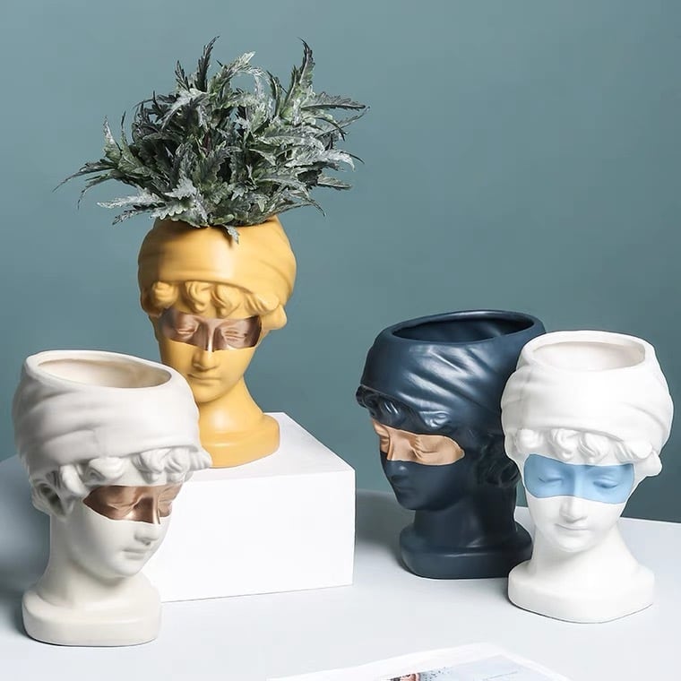 6パターン 北欧 仮面彫刻プランター | RINOVE