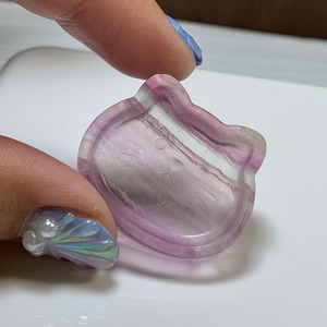 21.可愛い猫顔☆フローライト猫皿