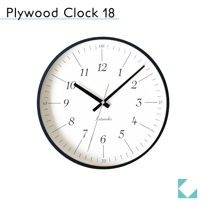 KATOMOKU plywood clock 18 ブラック km-110BK | 加藤木工株式会社