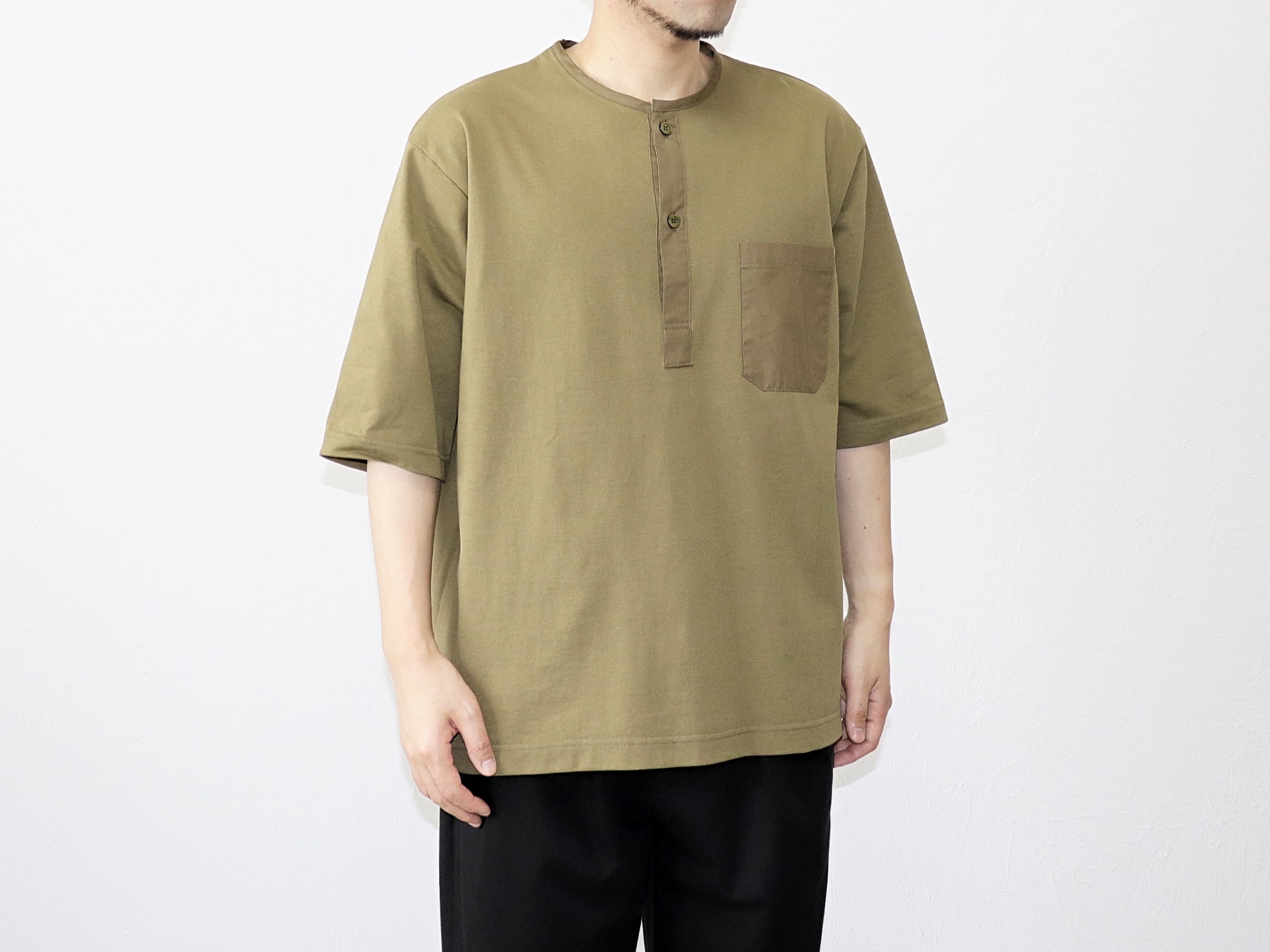Upscape Audience / VORTEX 布帛ミックス スリーピングヘンリーTEE - ICE LEAF
