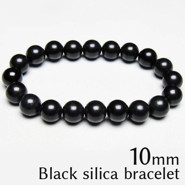 ブラックシリカ ブレスレット 10mm black silica 黒鉛珪石 ブレス bracelet メンズ レディース ブレス ランダム発送 メール便可 [M便 1/10] 711-405