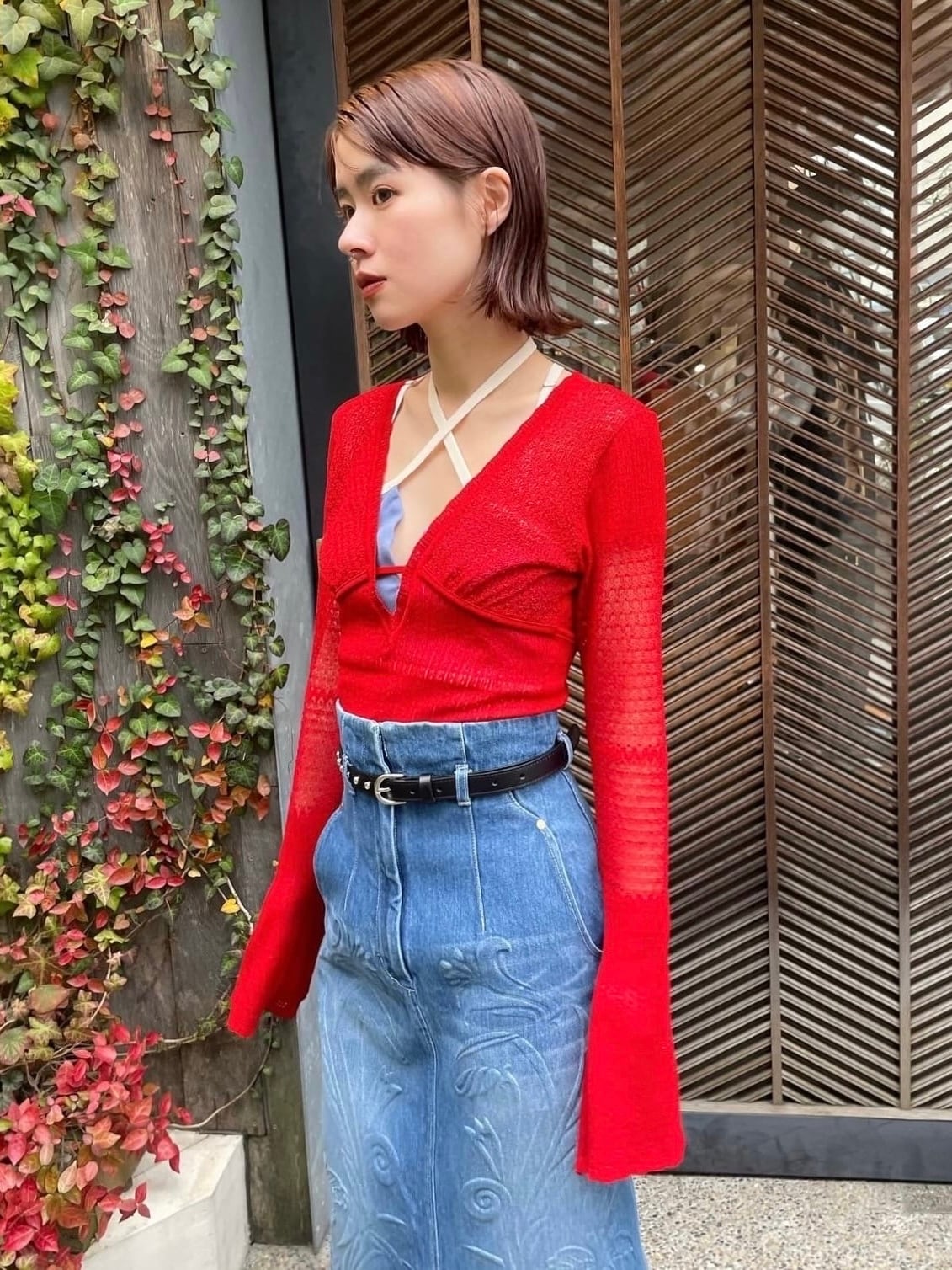FETICO フェティコ レース ニット Vネック ボディスーツ 24ss FETICO フェティコ レース ニット Vネック ボディスーツ 24ss