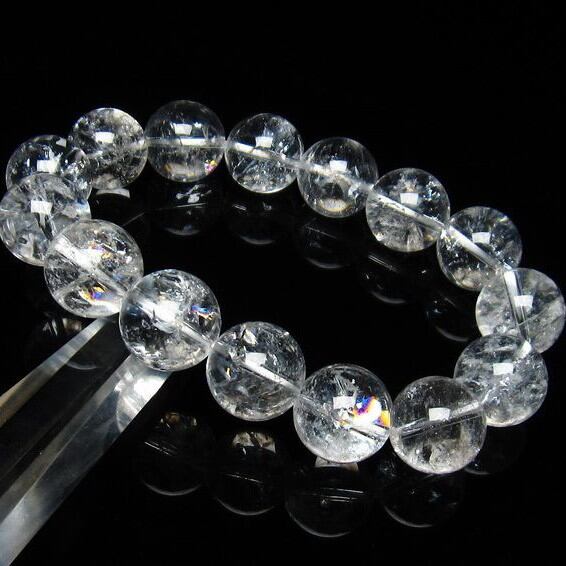 アイリスクォーツ 水晶 ブレスレット 虹入り 15mm おまかせ便 111-3691