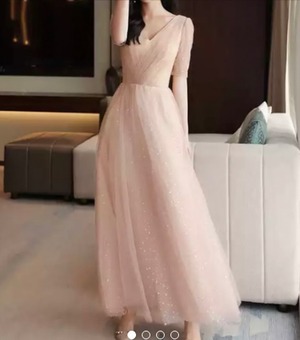 ★送料無料★11号(L)★スパンコール飾りチュールのドレス(OPN2734)