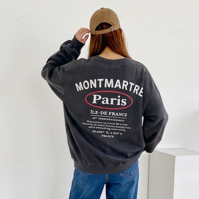【即納】Y-5124　2026秋新作♡MONTMARTREバックプリントスウェット　チャコール　1016