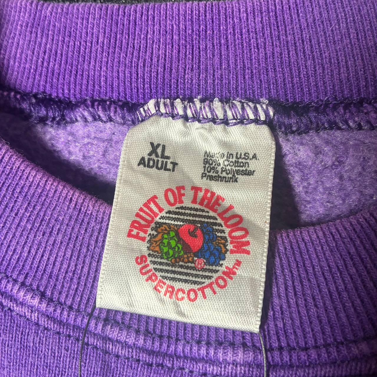 90s USA製 Fruit of the loom 紫無印スウェット XL