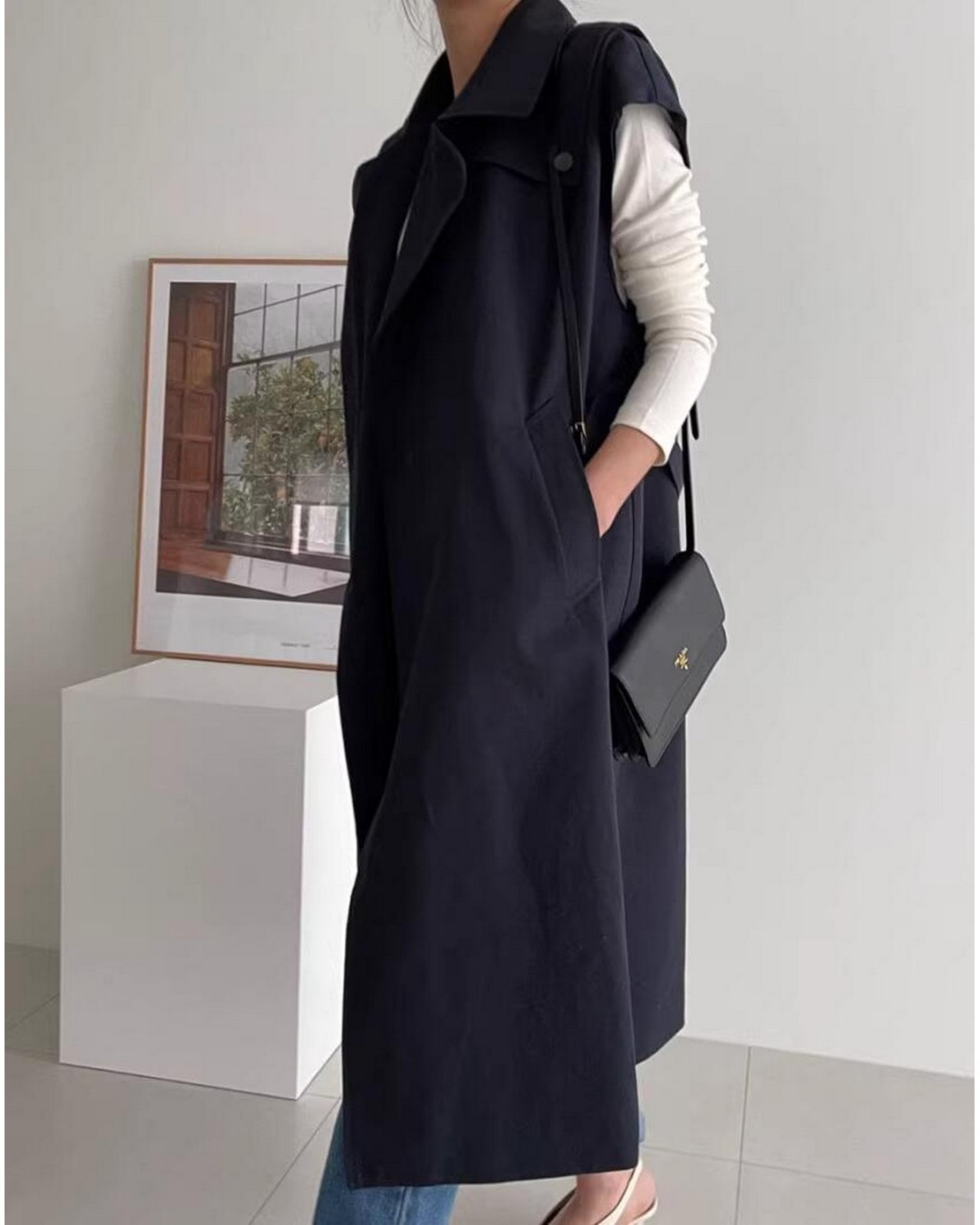 ドレープトレンチロングベスト 3color A0571 - 3