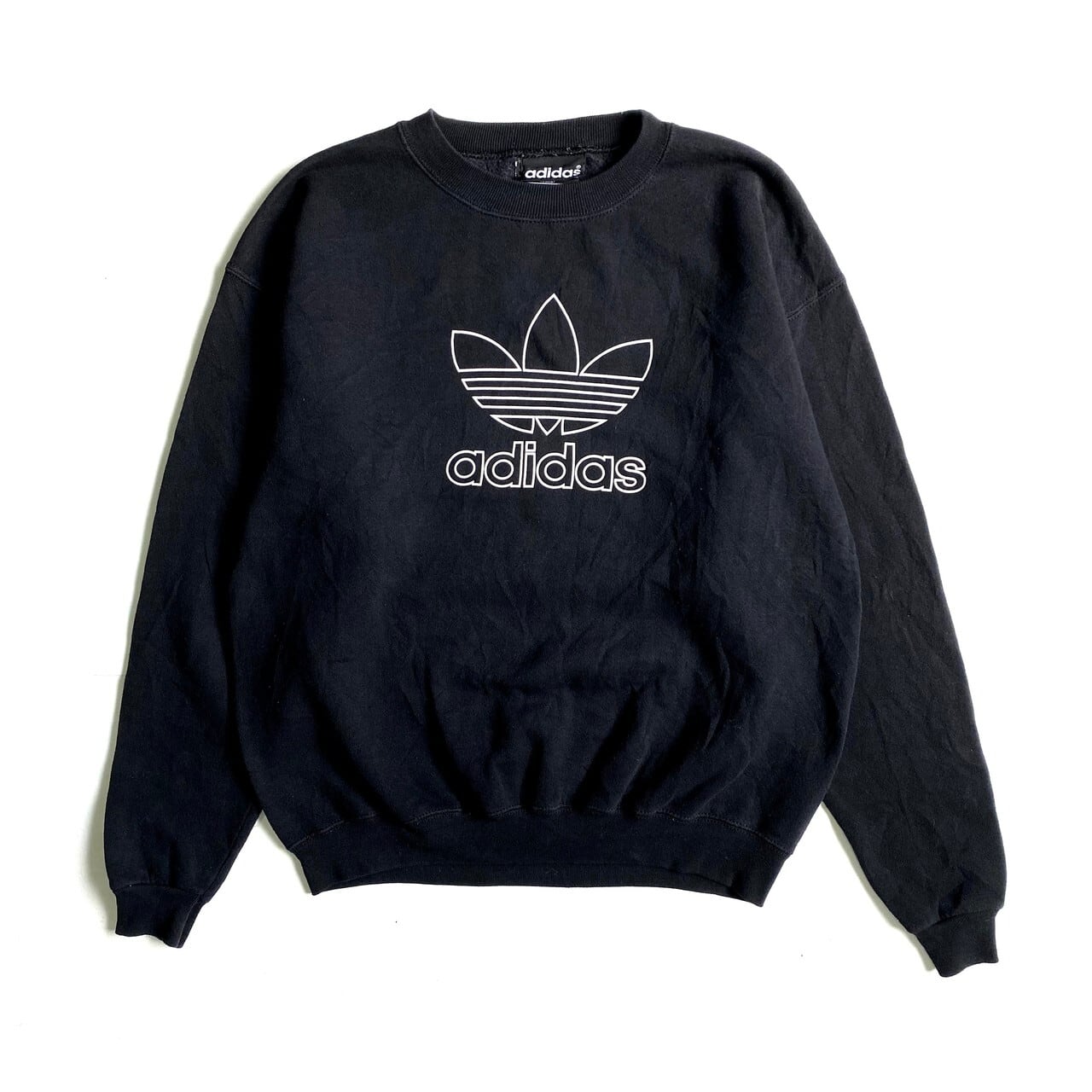 80年代 USA製 adidas アディダス フロントプリント ロゴ スウェット トレーナー メンズL相当 レディース 古着 80s ビンテージ  ヴィンテージ トレーナー ブラック 黒色【スウェット】【AL2110】 | cave 古着屋【公式】古着通販サイト