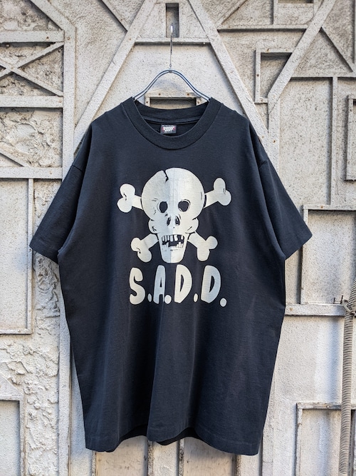"SADD" skull print tee / made in USA