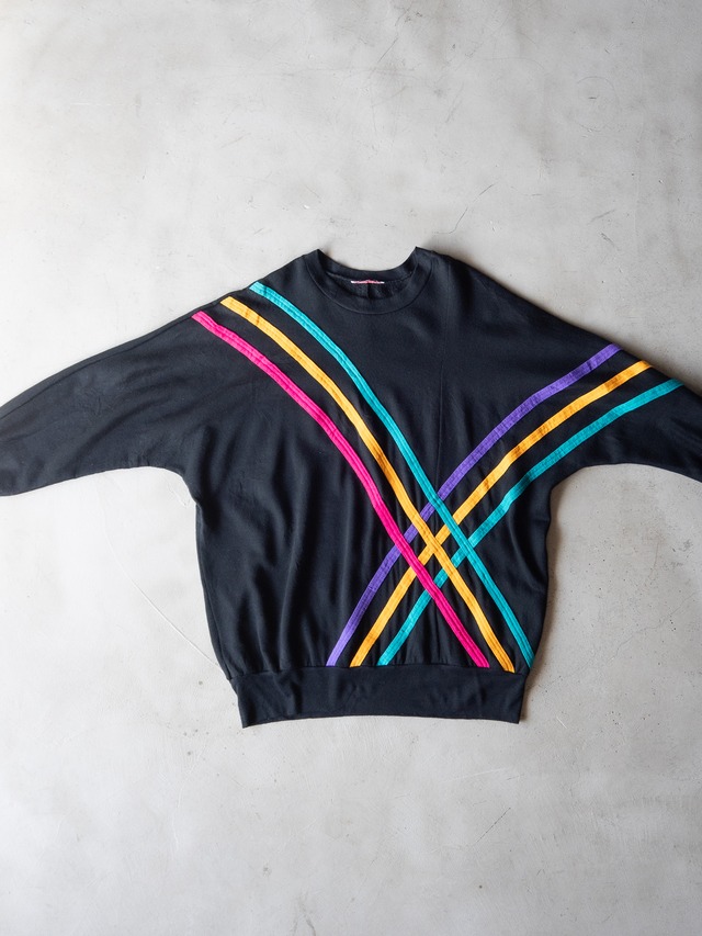 unknown '90s vintage Multi color line sweat