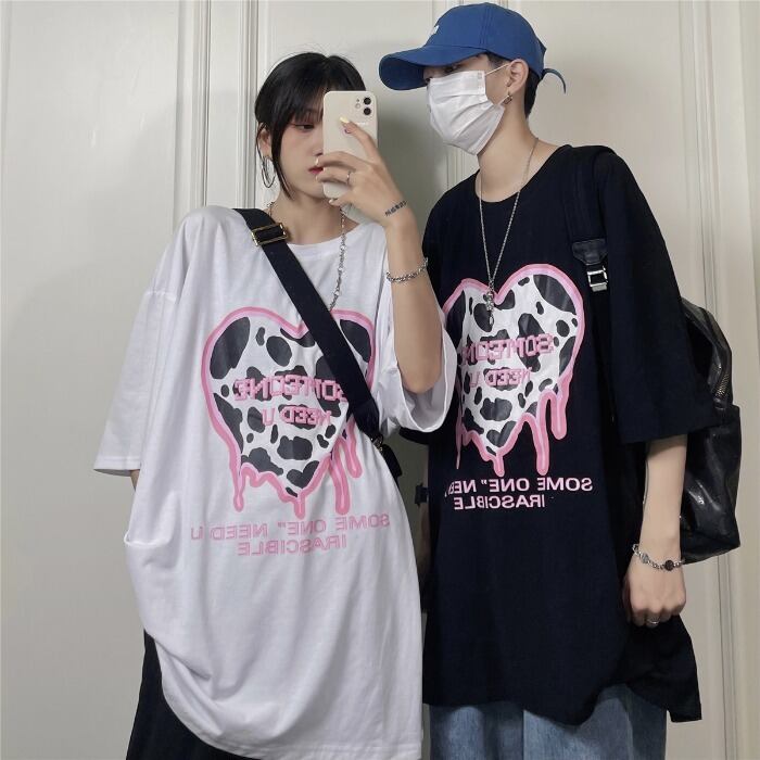 送料無料】KOREA サマープリントルーズTシャツ レディース 夏物 ✭韓国