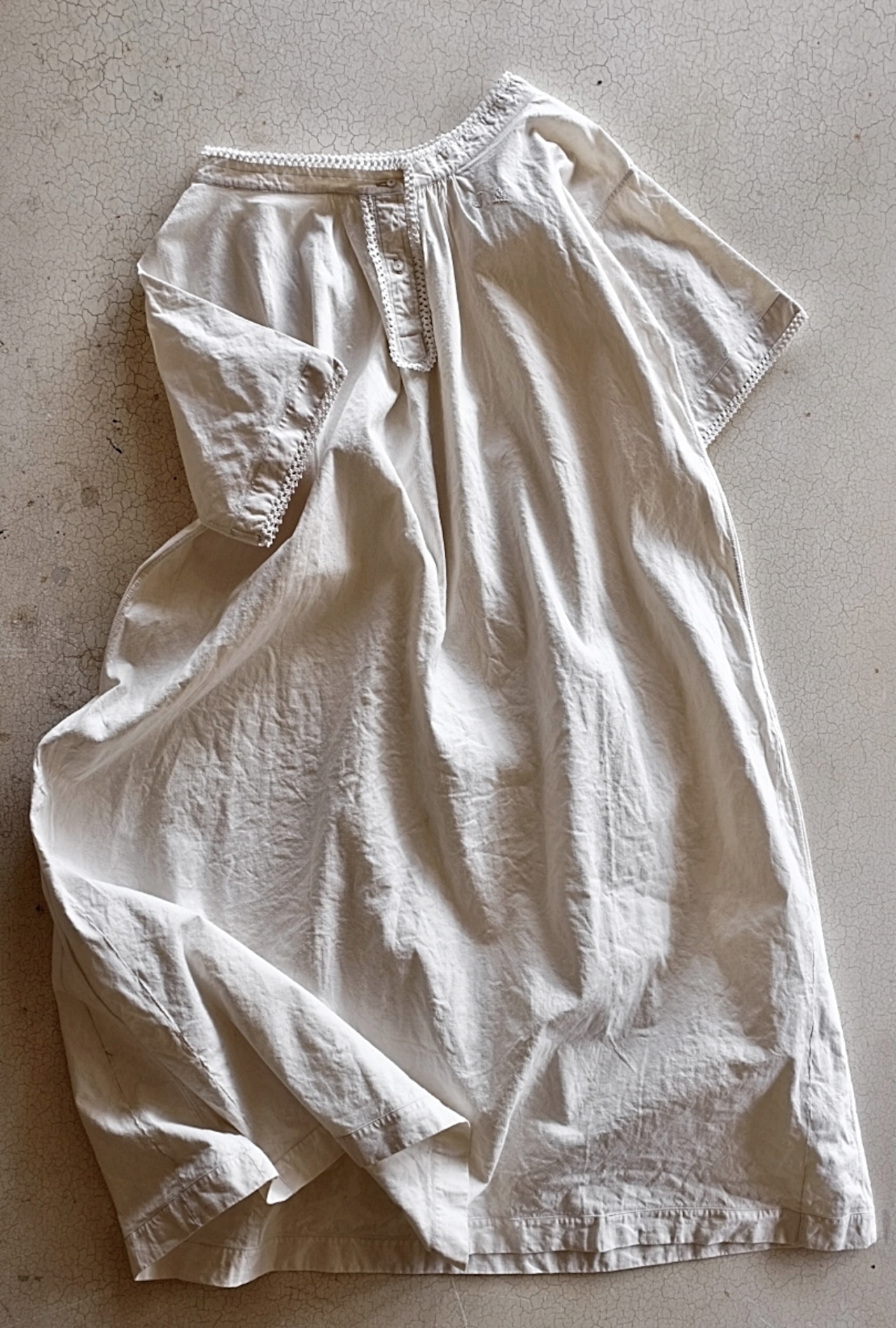 フランス 1900s ダミエのレースとモノグラムとロングワンピースb アンティーク