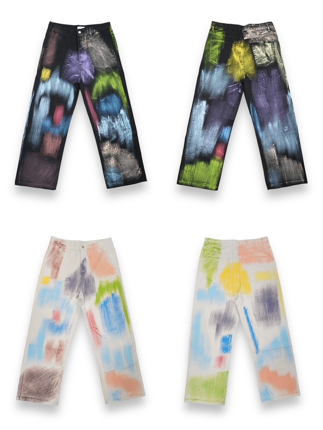 【PLANET STUDIO】colorful paint denim pants (2color)