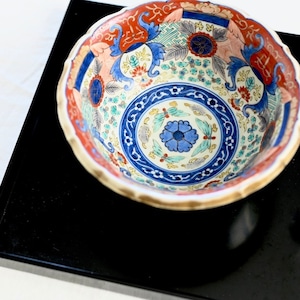 【Y44447】 伊万里 花々 中鉢 江戸/  Imari M Bowl Flowers/ Edo Era