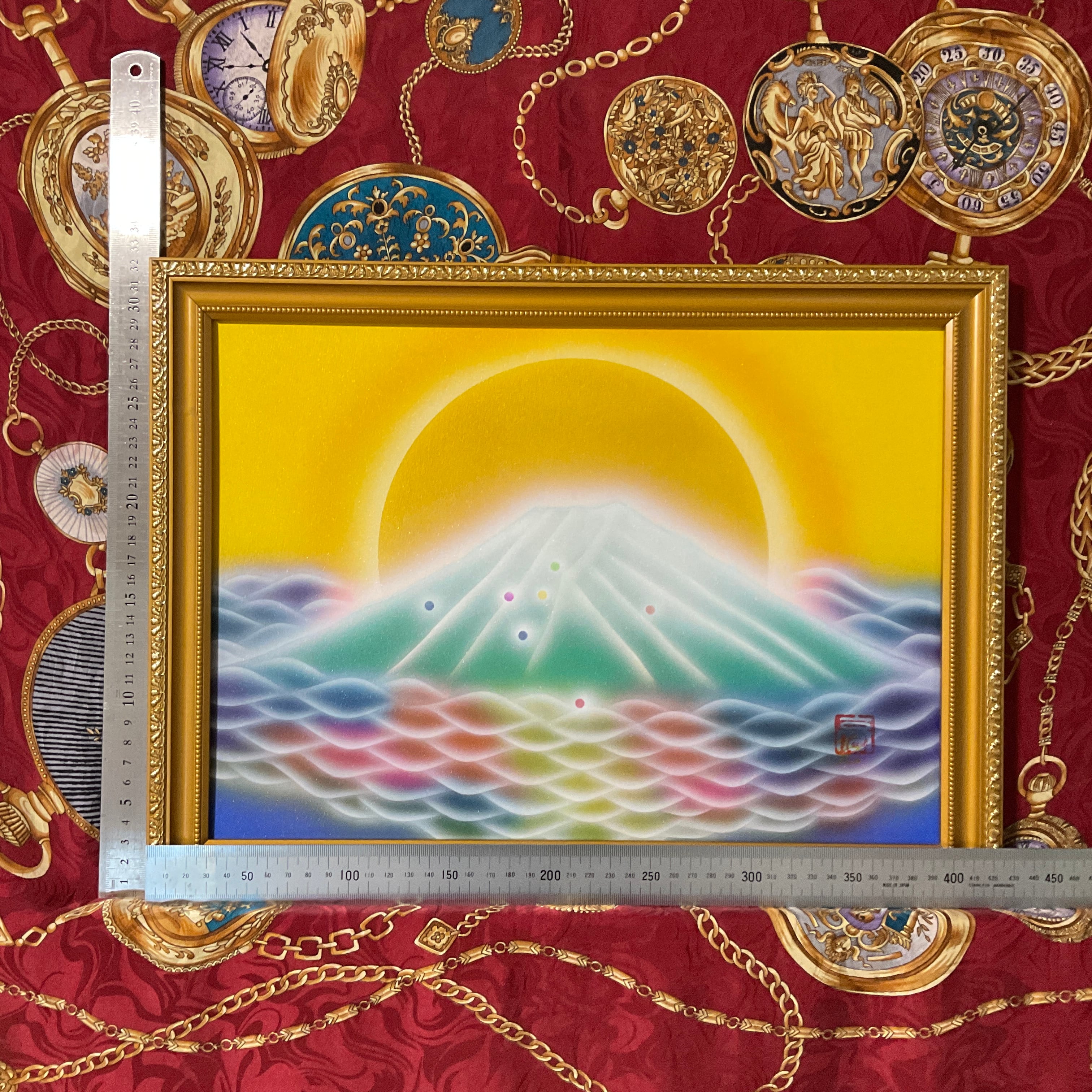 スピリチュアルアート富士山絵画『神界 』龍雲 天照大御神 次元上昇