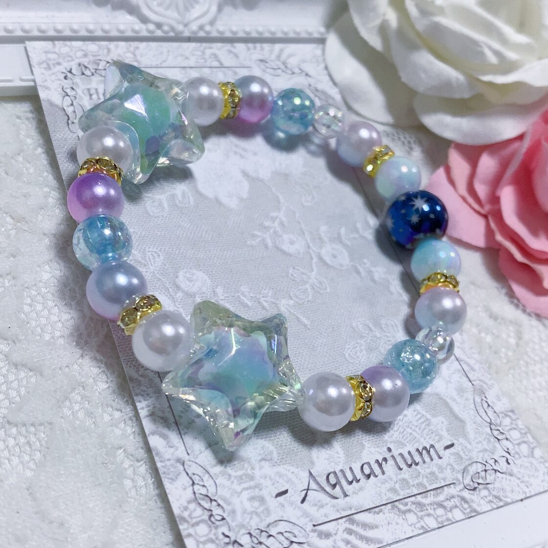 SSB32／33】お星様と惑星のキラキラゆめかわ☆子供用ブレスレット(2 