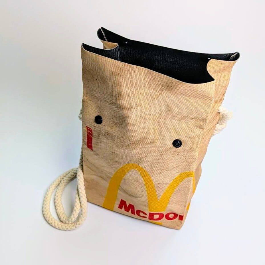 ♧ 再入荷！【 McDonald（マクドナルド）ロゴ 】ロープショルダーバッグ＊紙袋風 / Food Bag 〚アメリカン雑貨 アメトイ〛