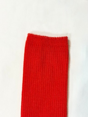 yahae・Wool Middle Gauge Ribbed Socks・Red　4-4039-22