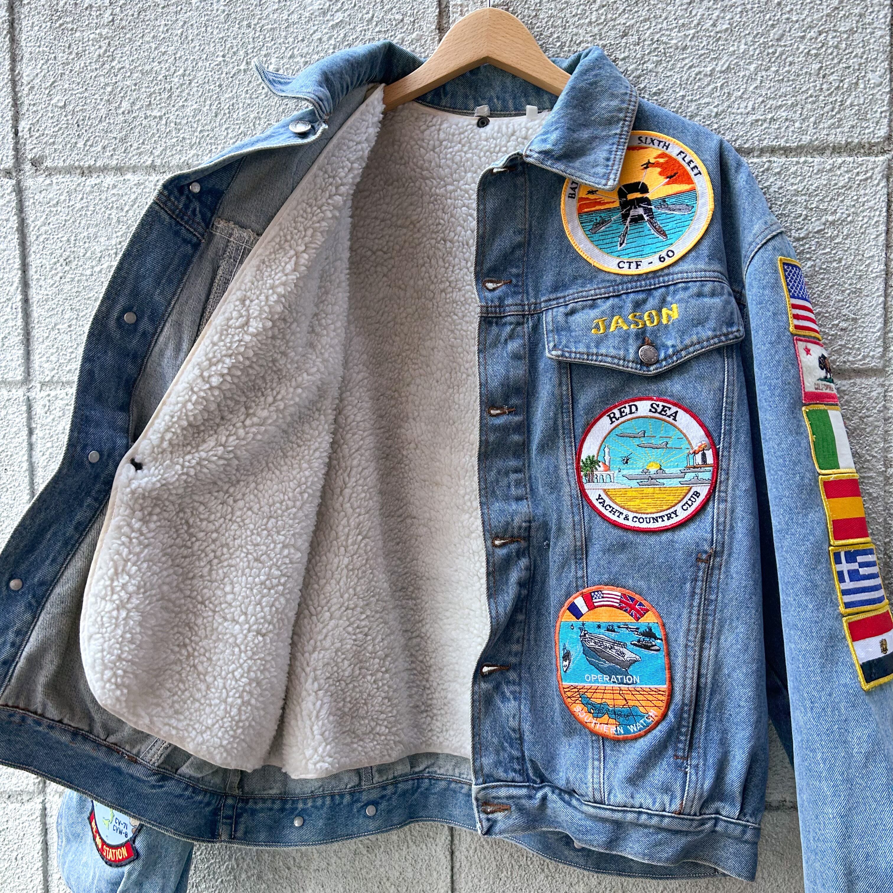 90's US Military Souvenir Denim Jacket ミッキーマウス刺繍 M