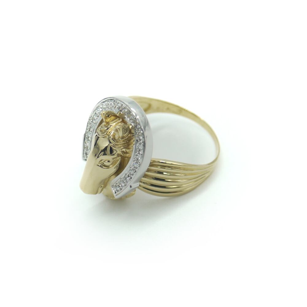 K18/Pt900 ダイヤモンド 馬蹄 デザインリング ホースシュー 18金 プラチナ 指輪 15号 Y01618