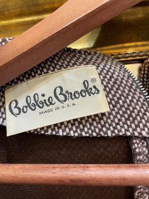 VINTAGE 60's "Bobbie Brooks" brown tweed frill dress
