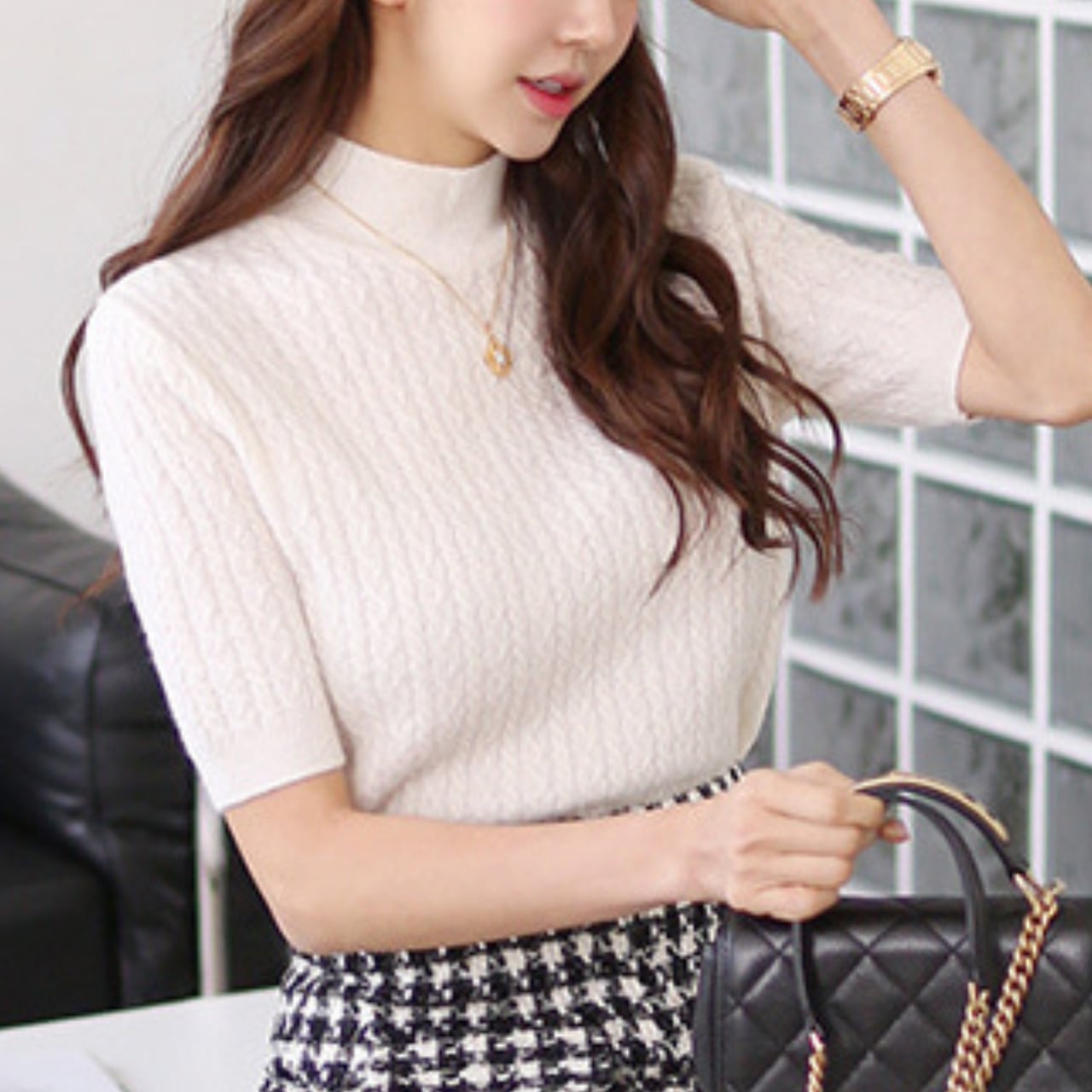 ハーフタートルネックニット T02