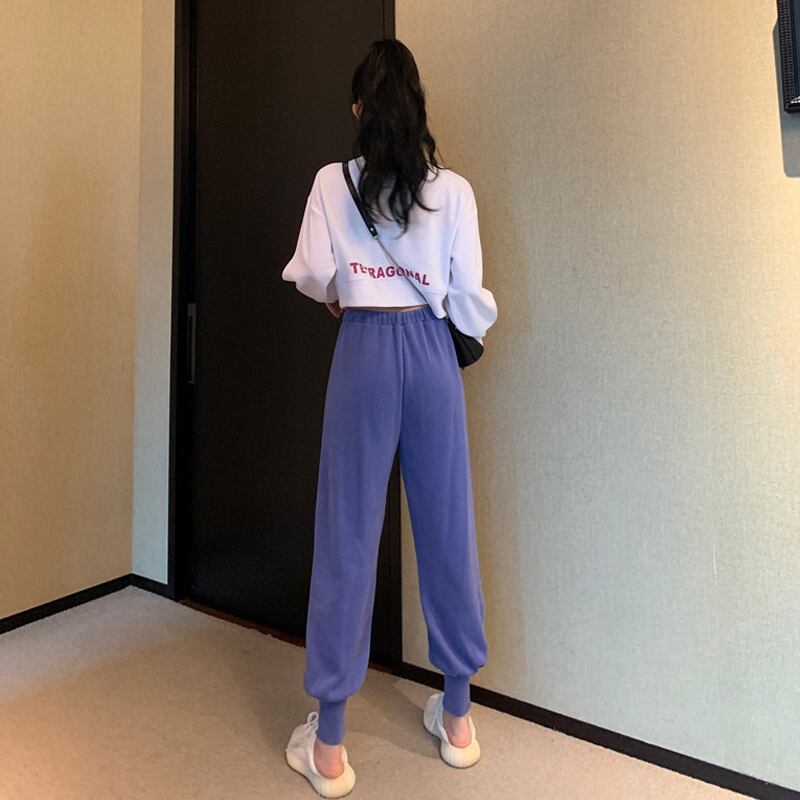 スプリングルーズショートセーター ハイウェストウェストカジュアルパンツ コルセット 春物 スーパーモール84205705162