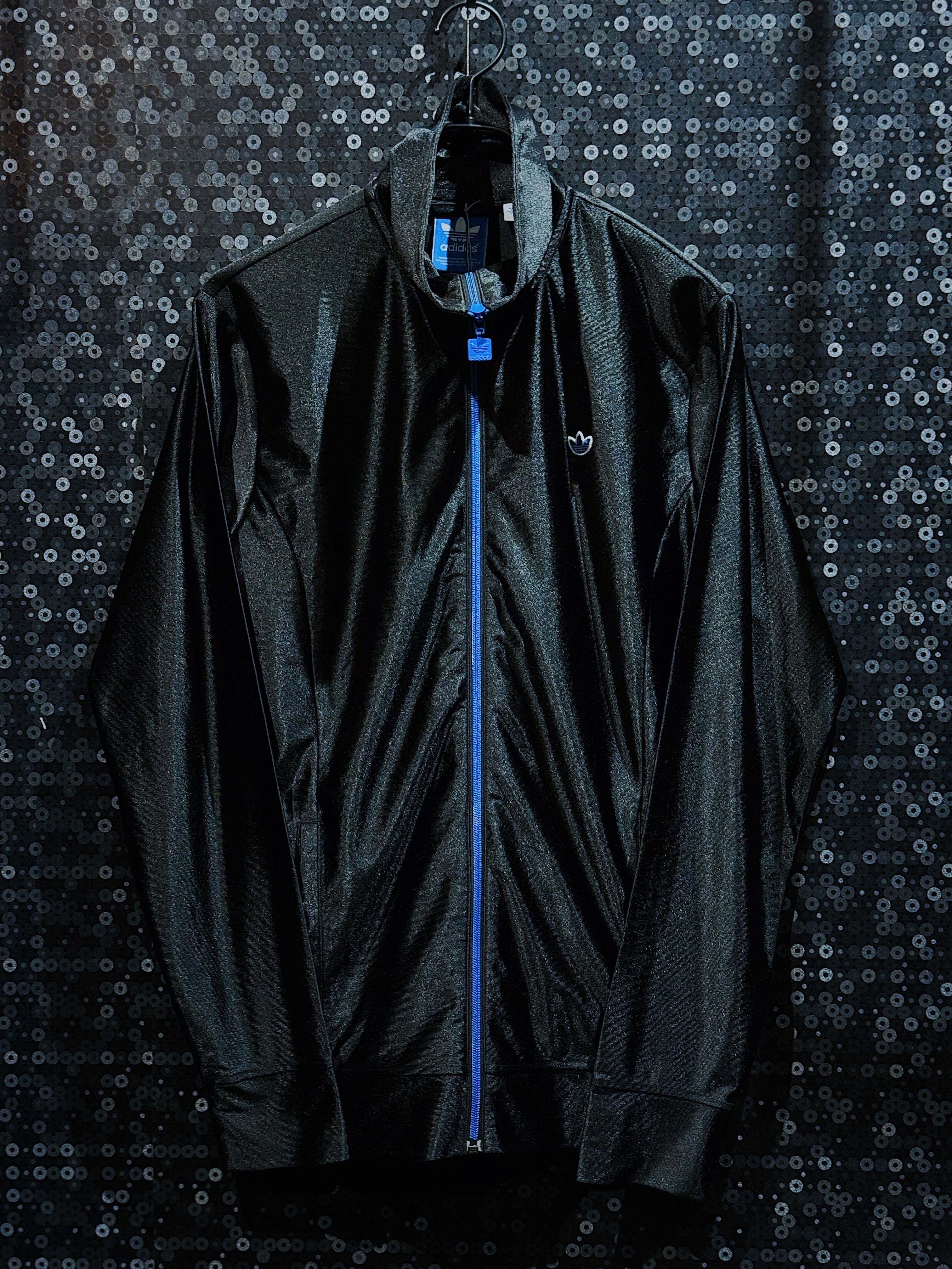 "adidas original"vintage shiny material style Black track jacket